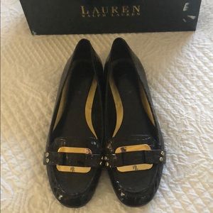Ralph Lauren loafers brown snakeskin pattern